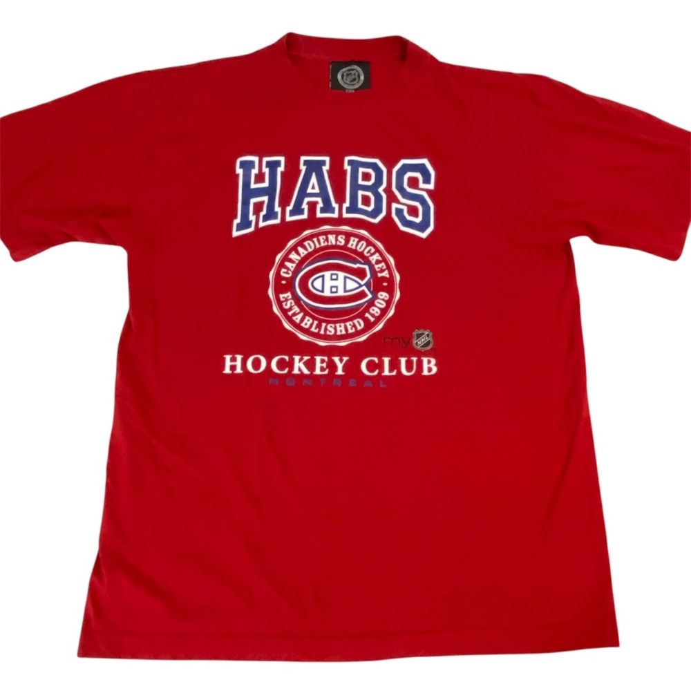 Montreal Canadiens NHL Tshirt Logo Tee Habs Hockey Men’s Large Red Fam Top